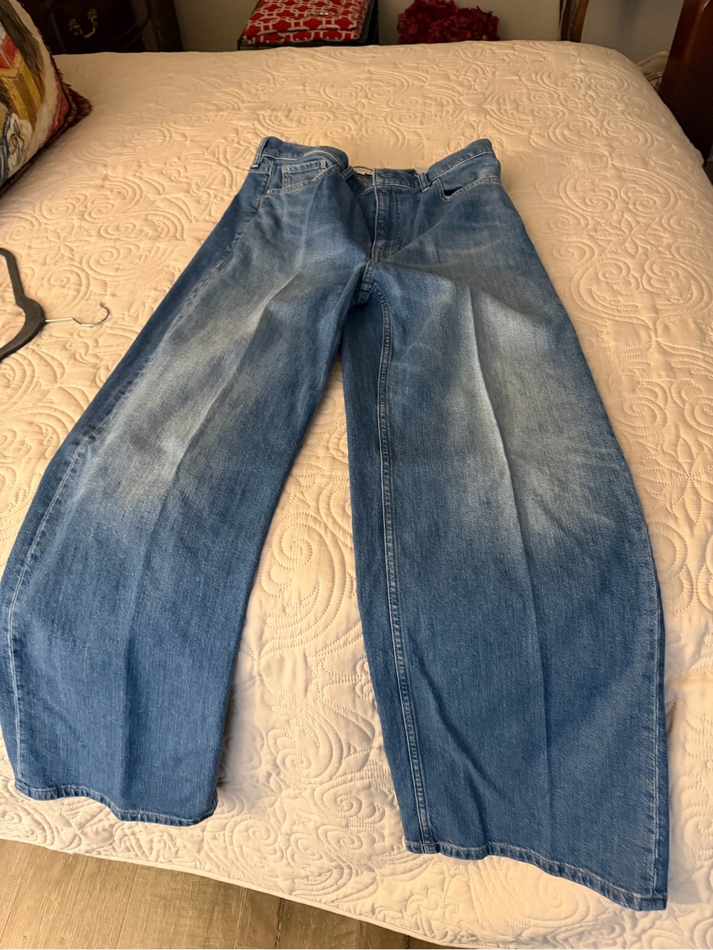 Banana Republic Wide-Leg Flared Jeans in Faded Blue